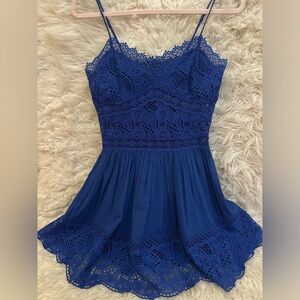 Adorable, like new (worn once), royal blue— cotton & lace sundress.  Size 4.